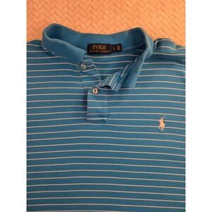Polo Ralph Lauren Mens‎ Blue Striped Polo Shirt Short Sleeve Size L